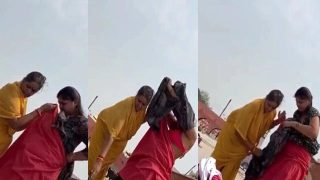 Mom & Daughter Outdoor Changing Clothes Secretly Nude
