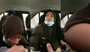 Horny Hijabi Girl Giving Blowjob Dick Fucking Inside Car Sex
